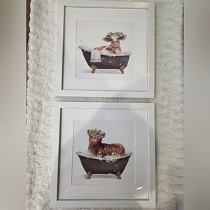 2pc Baby Cows In Bathtub Fun Wall Art